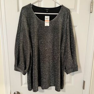 Alfani Plus Metallic Silver Blouse- NWT